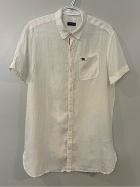 Napapijri flex linen button up shirt regular fit men’s medium